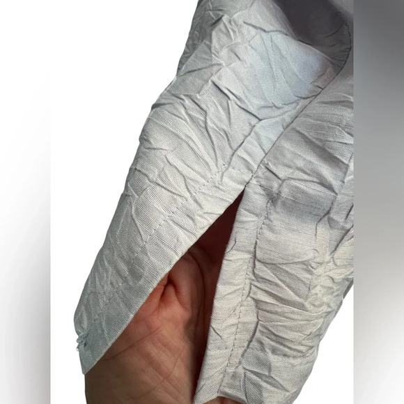 Eileen Fisher Crinkle Texture 100% Silk Button Jacket & Tank Top Set Silver Sz S - Picture 6 of 13